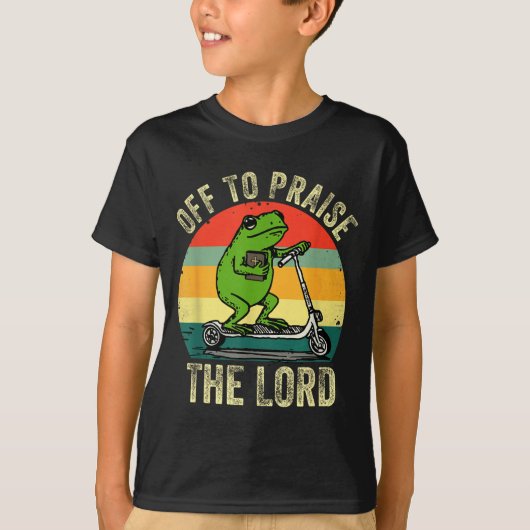 Off To Praise The Lord Funny Frog Bible Study Jesu Tシャツ (正面)