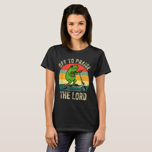 Off To Praise The Lord Funny Frog Bible Study Jesu Tシャツ (正面フル)