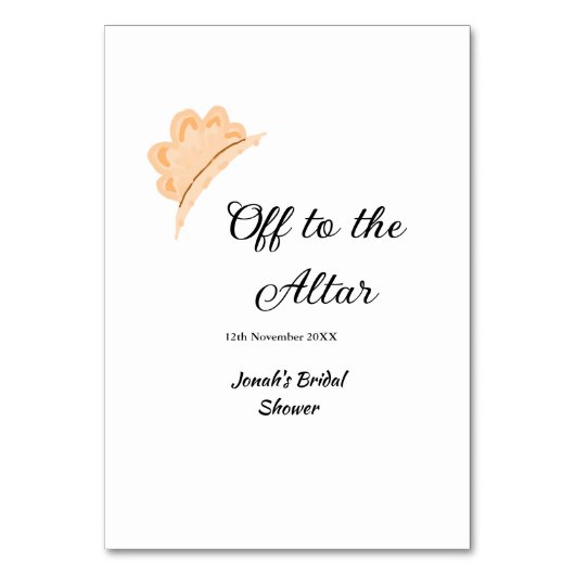 Off to the altar orange cap hat bridal shower name テーブルナンバー (正面)