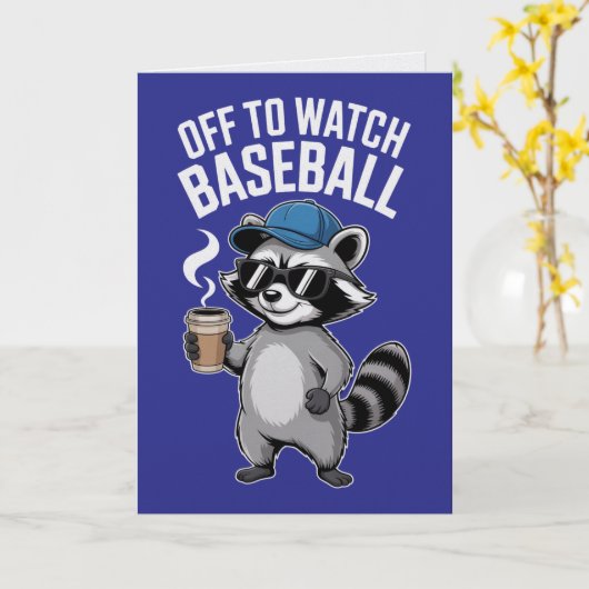 Off to Watch Baseball Raccoon Card  カード (黄色い花)