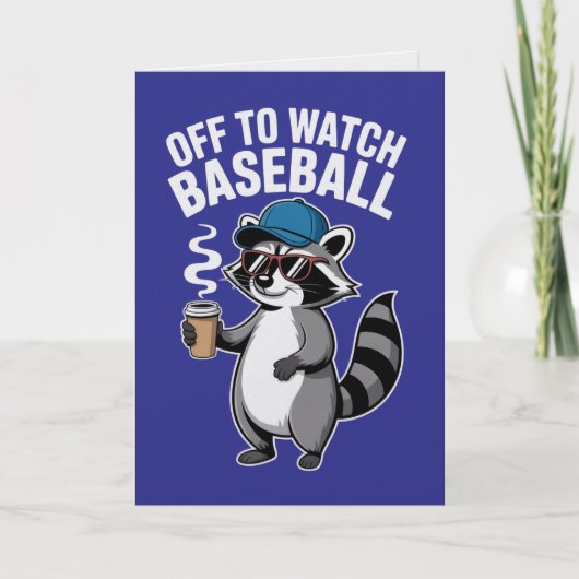 Off to Watch Baseball Raccoon Card  カード (正面)