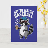 Off to Watch Baseball Raccoon Card  カード (黄色い花)