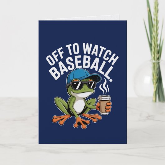 Off to Watch Baseball Sporty Frog Card  カード (正面)