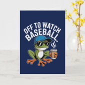 Off to Watch Baseball Sporty Frog Card  カード (黄色い花)
