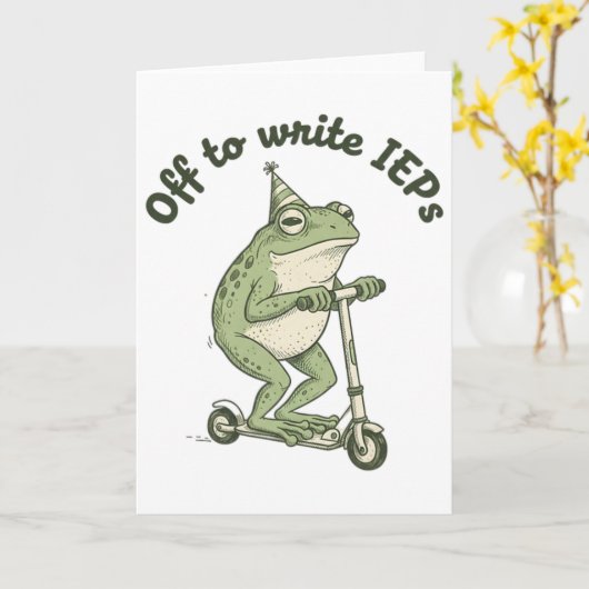 Off To Write Ieps Funny Frog Special Education Tea カード (黄色い花)