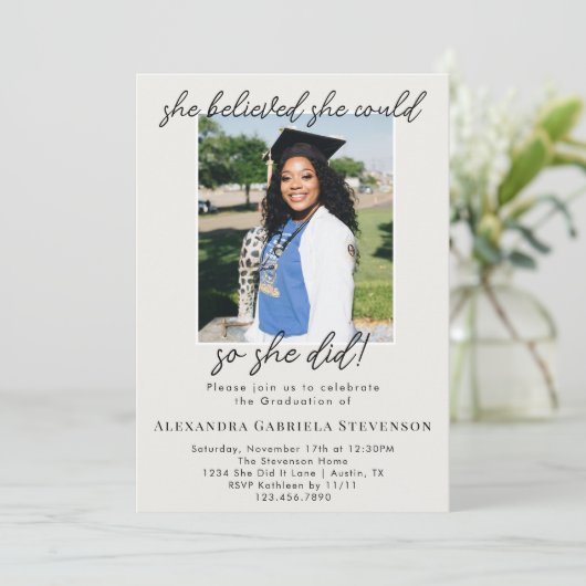 Off White 2 Photo Script Graduation Announcement 招待状 (スタンド正面)