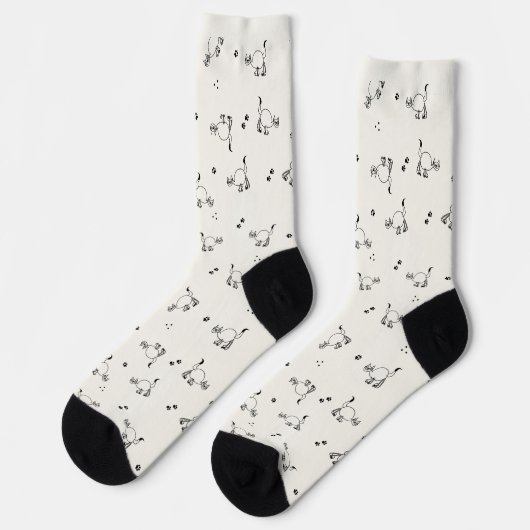 Off-white Cat Line Art Pattern Socks ソックス (左)