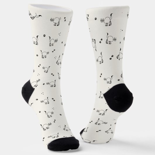 Off-white Cat Line Art Pattern Socks ソックス (傾斜あり)