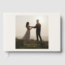 Off White Foil Guest Book Simple Photograph      
