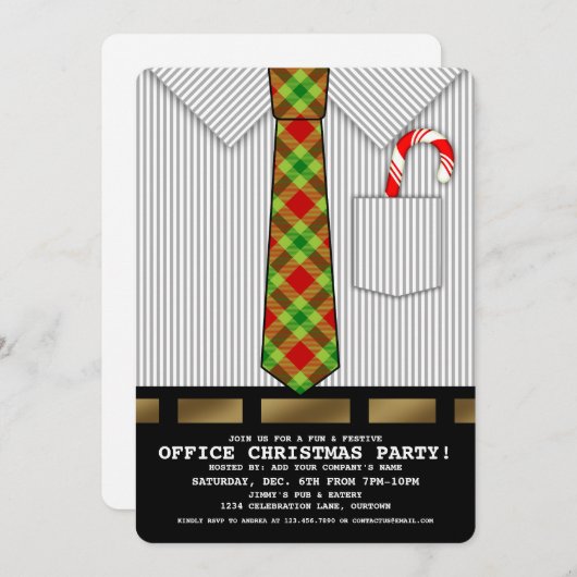 Officeおもしろいクリスマスパーティの招待状 招待状 (正面/裏面)