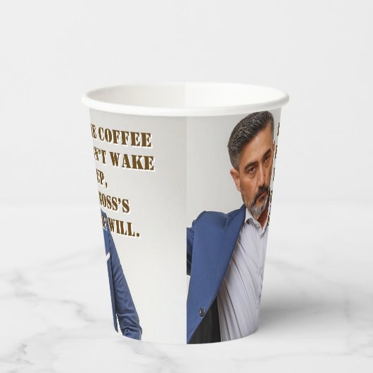 Officeおもしろいコーヒーカップとボスのメッセージ 紙コップ (左)