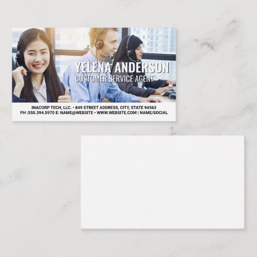 Officeで作業するカスタマーサポートチーム 名刺 (正面/裏面)