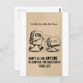 Officeのおもしろいユーモア：自分のチームではなく自分の日をCtrl ポストカード (正面/裏面)