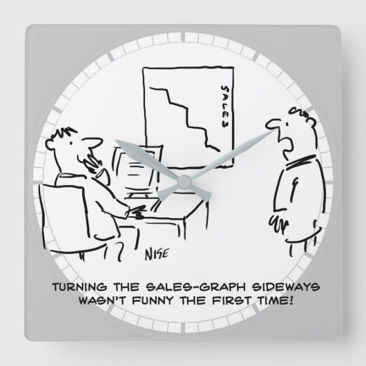 Officeの販売グラフが横向き スクエア壁時計 (正面)