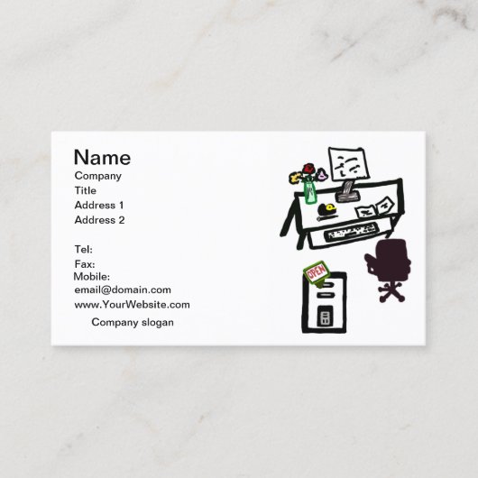 OfficeはOPEN Computer Desk Business Card Set 名刺 (正面)