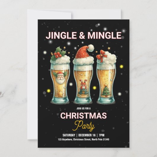 Officeクリスマスパーティーカクテルドリンク招待状 招待状 (正面)