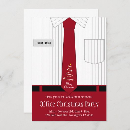 Officeクリスマスパーティーシャツとネクタイ 招待状 (正面/裏面)