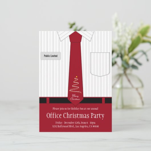 Officeクリスマスパーティーシャツとネクタイ 招待状 (スタンド正面)