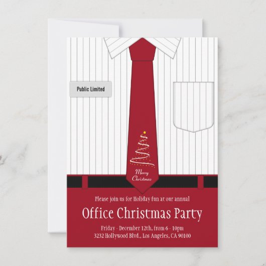 Officeクリスマスパーティーシャツとネクタイ 招待状 (正面)