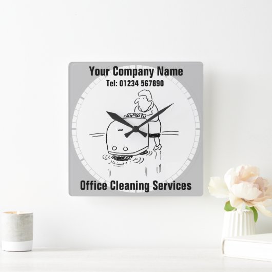 Officeクリーニングサービス スクエア壁時計 (ホーム)
