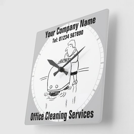 Officeクリーニングサービス スクエア壁時計 (傾斜)
