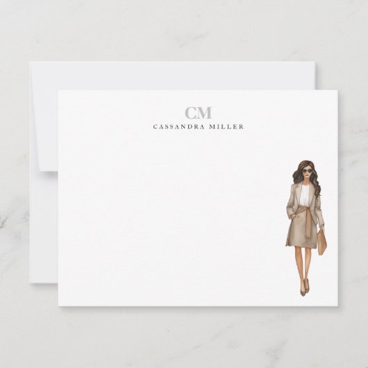 Officeスタイリッシュファッションプロフェッショナルモノグラムの ノートカード (正面)