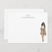 Officeスタイリッシュファッションプロフェッショナルモノグラムの ノートカード (正面/裏面)