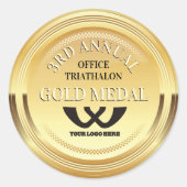 Officeスポーツチームの建物フェイク金ゴールドメダル獲得 ラウンドシール (正面)