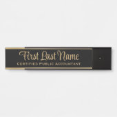 Officeドアシンボルや象徴シンプルモダンブラック&金ゴールドサイン サインプレート (正面)