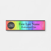 Officeドアシンボルや象徴レインボー水色ロゴ記号 サインプレート (正面)