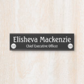 Officeドア名のプレート記号 – 白黒ロゴ サインプレート (正面)