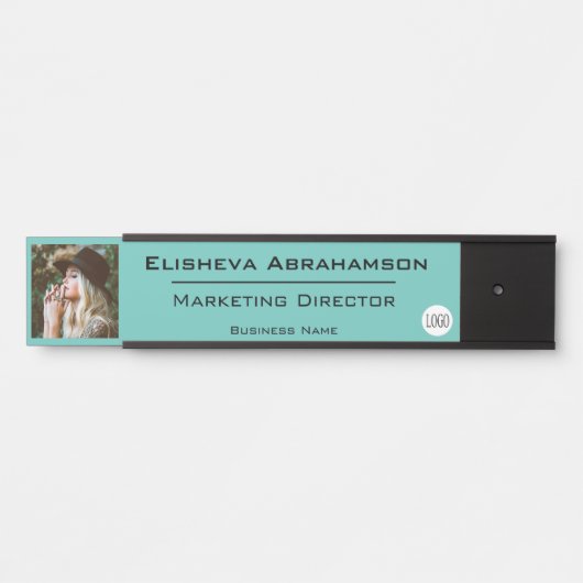 Officeドア名プレートの署名 – ティール（緑がかった色）フォト写真 サインプレート (正面)