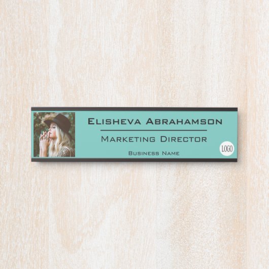 Officeドア名プレートの署名 – ティール（緑がかった色）フォト写真 サインプレート (正面)