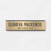 Officeドア名プレートの署名 – 金ゴールドと黒 サインプレート (正面)