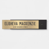 Officeドア名プレートの署名 – 金ゴールドと黒 サインプレート (正面)