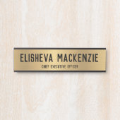 Officeドア名プレートの署名 – 金ゴールドと黒 サインプレート (正面)