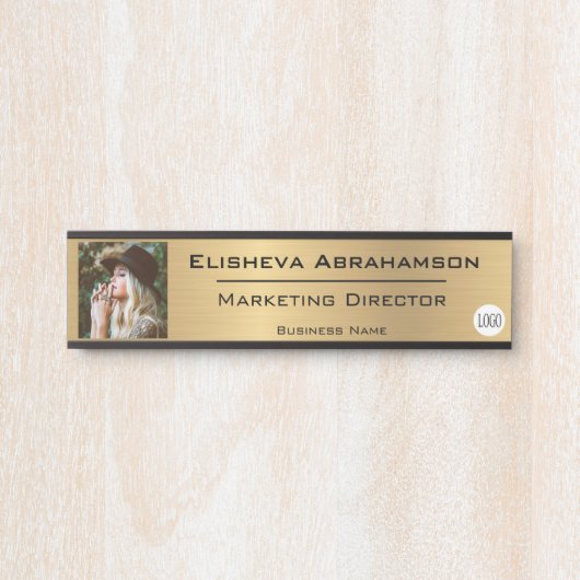 Officeドア名プレートの署名 – 金ゴールドフォト写真 サインプレート (正面)