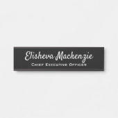 Officeドア名プレートの記号 – 白黒 サインプレート (正面)