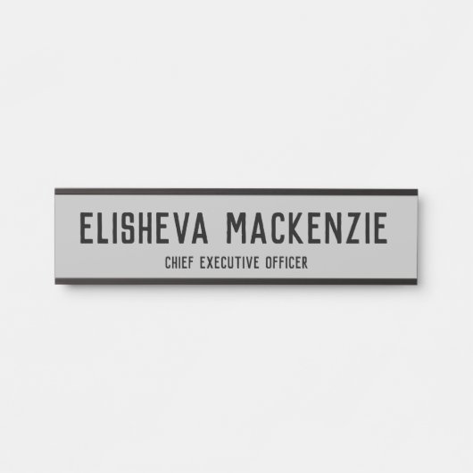 Officeドア名プレート記号 – グレーと黒 サインプレート (正面)