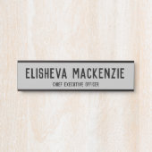 Officeドア名プレート記号 – グレーと黒 サインプレート (正面)