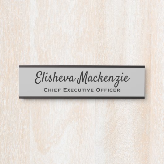 Officeドア名プレート記号 – グレーと黒 サインプレート (正面)