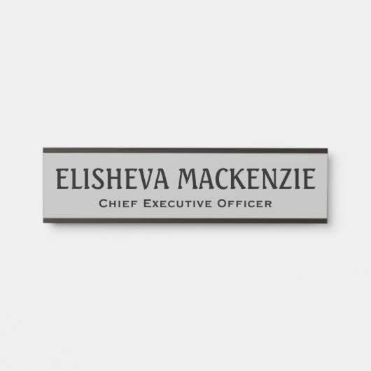 Officeドア名プレート記号 – グレーと黒 サインプレート (正面)