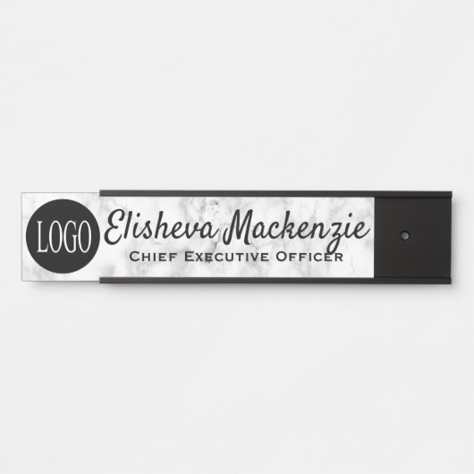 Officeドア名プレート記号 – ロゴ灰色の大理石 サインプレート (正面)