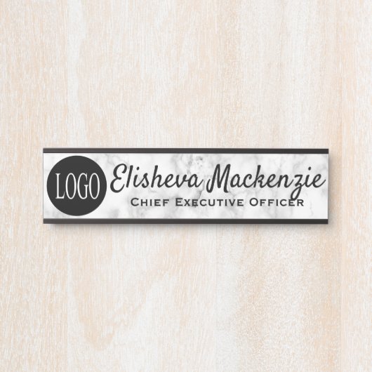 Officeドア名プレート記号 – ロゴ灰色の大理石 サインプレート (正面)