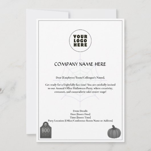 Officeハロウィーン招待状ホワイトカード 招待状 (裏面)