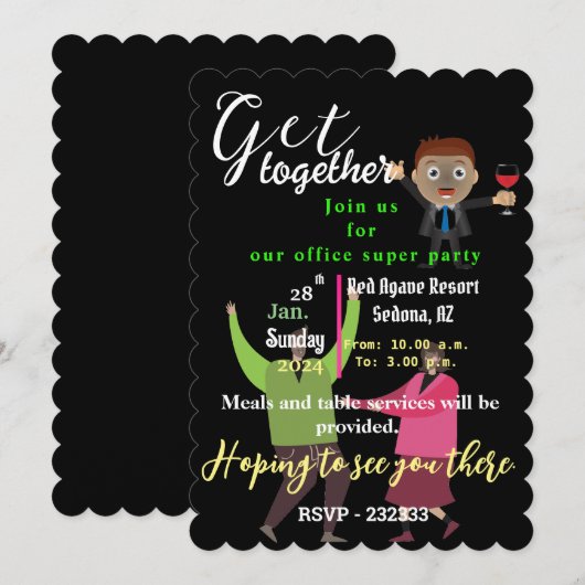 Officeパーティー 招待状 (正面/裏面)