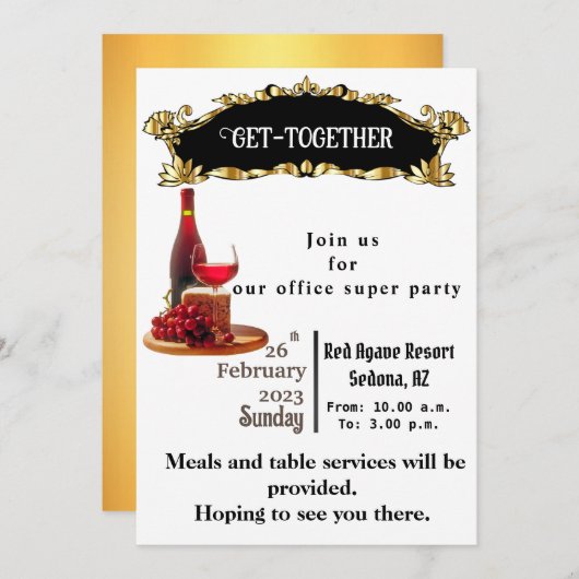 Officeパーティー 招待状 (正面/裏面)