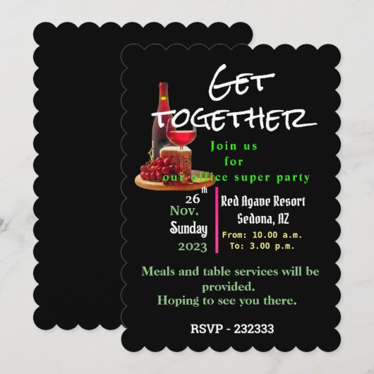 Officeパーティー 招待状 (正面/裏面)