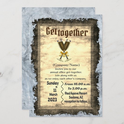 Officeパーティー 招待状 (正面/裏面)