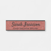 Officeピンクフェイクグリッタードア名プレート サインプレート (正面)